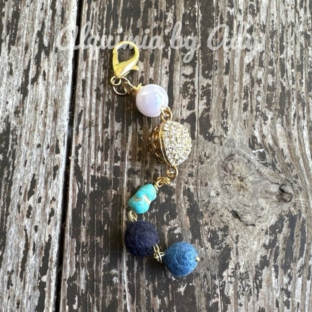 Turquoise gold  card holder keychain bag charms
